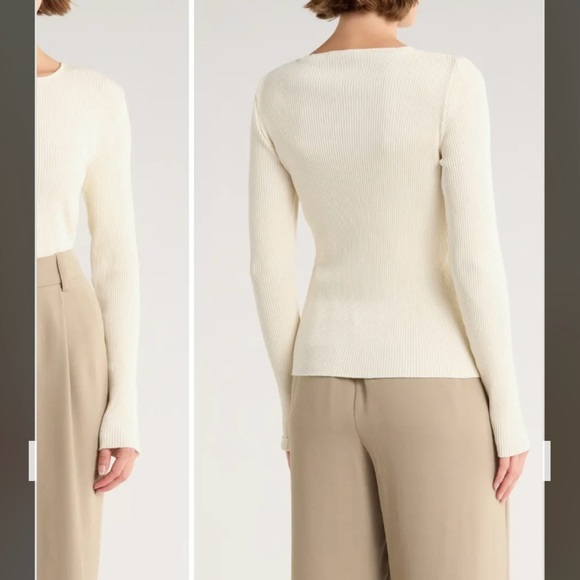 Vince Rib T-Shirt in Off White Size M - Picture 5 of 8